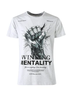 Belman T-shirt da uomo in cotone con stampa - grigio chiaro