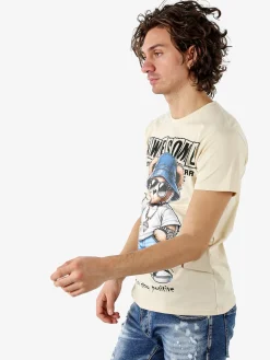Belman T-shirt da uomo in cotone con stampa - beige