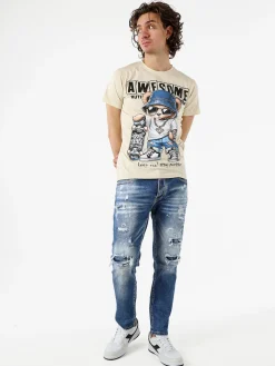 Belman T-shirt da uomo in cotone con stampa - beige