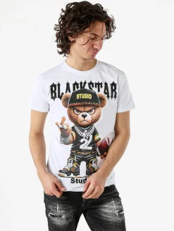 Belman T-shirt da uomo in cotone con stampa - bianco