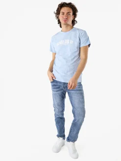 Belman T-shirt girocollo da uomo in cotone con stampe - azzurro