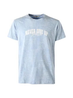 Belman T-shirt girocollo da uomo in cotone con stampe - azzurro