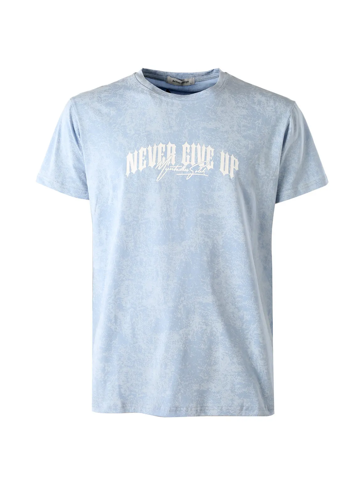 Belman T-shirt girocollo da uomo in cotone con stampe - azzurro