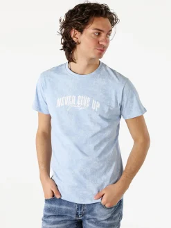 Belman T-shirt girocollo da uomo in cotone con stampe - azzurro