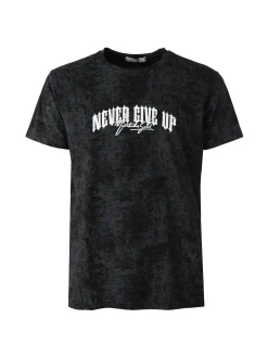 Belman T-shirt girocollo da uomo in cotone con stampe - nero