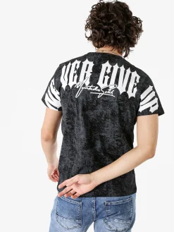Belman T-shirt girocollo da uomo in cotone con stampe - nero