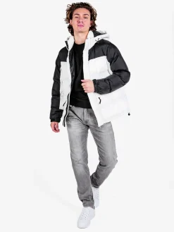 Beluomo Giubbotto da uomo bicolore con cappuccio