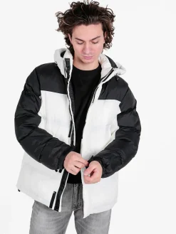 Beluomo Giubbotto da uomo bicolore con cappuccio