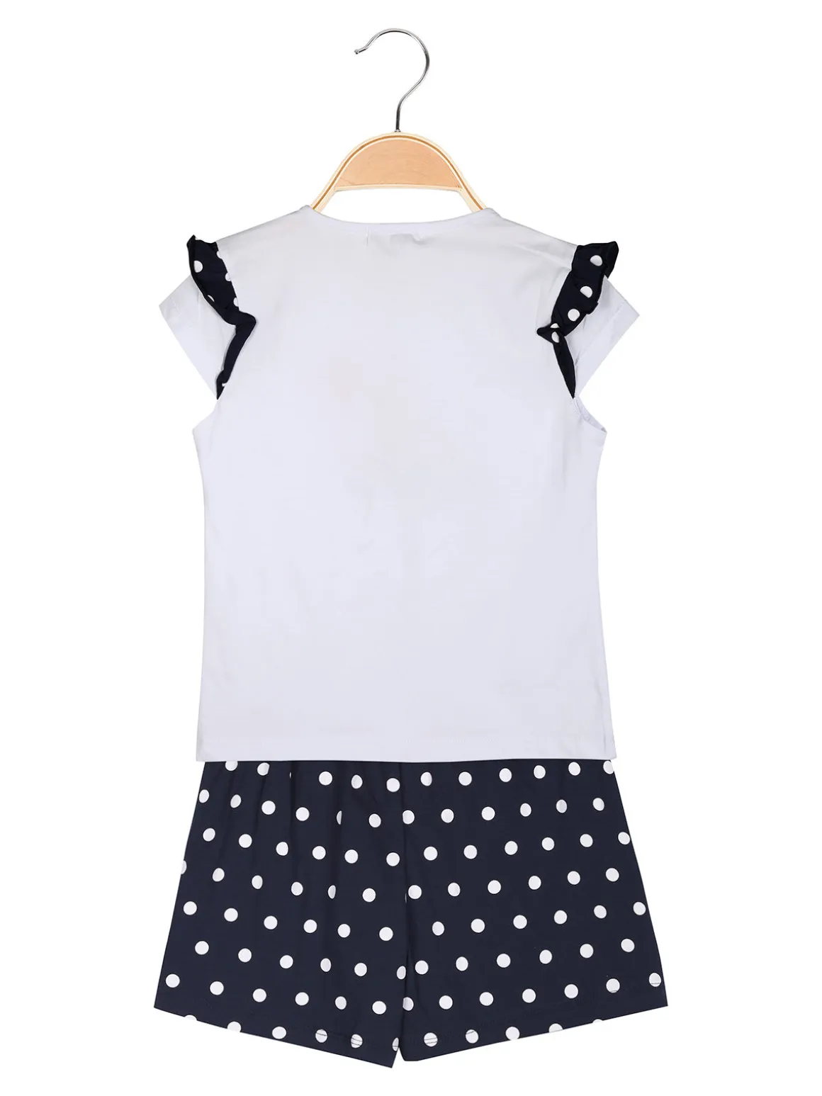 Best Girl'S Completo corta da bambina 2 pezzi con t-shirt e shorts a pois