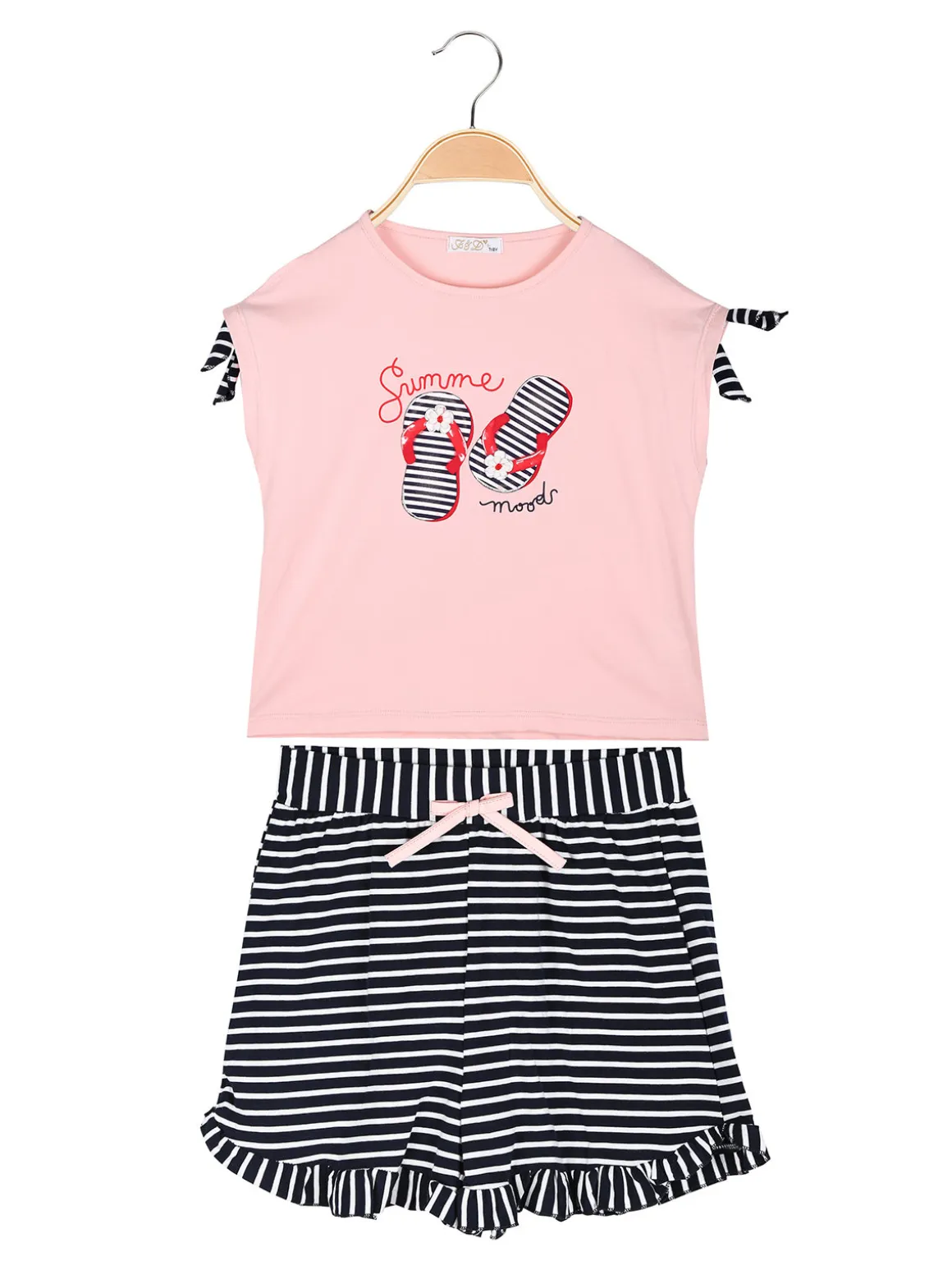 Best Girl'S Completo corto da bambina 2 pezzi con shorts a righe