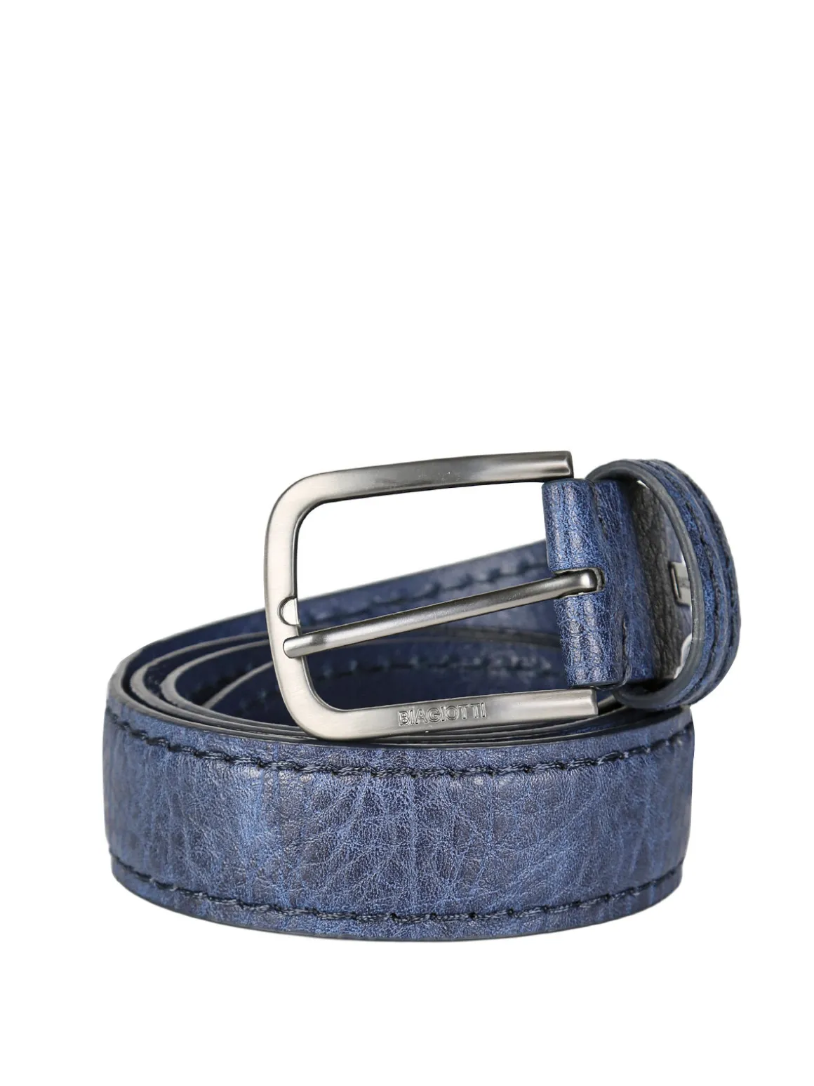 Biagiotti Uomo Cintura da uomo con fodera in pelle - blu scuro