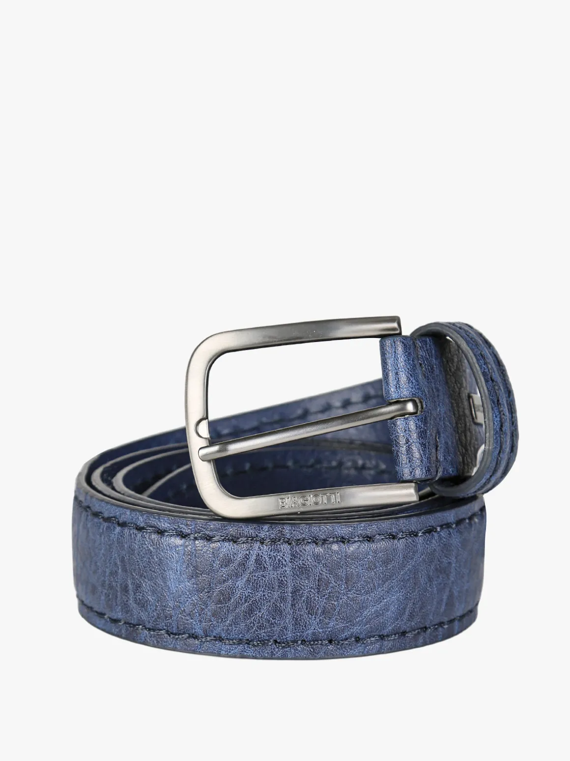 Biagiotti Uomo Cintura da uomo con fodera in pelle - blu scuro