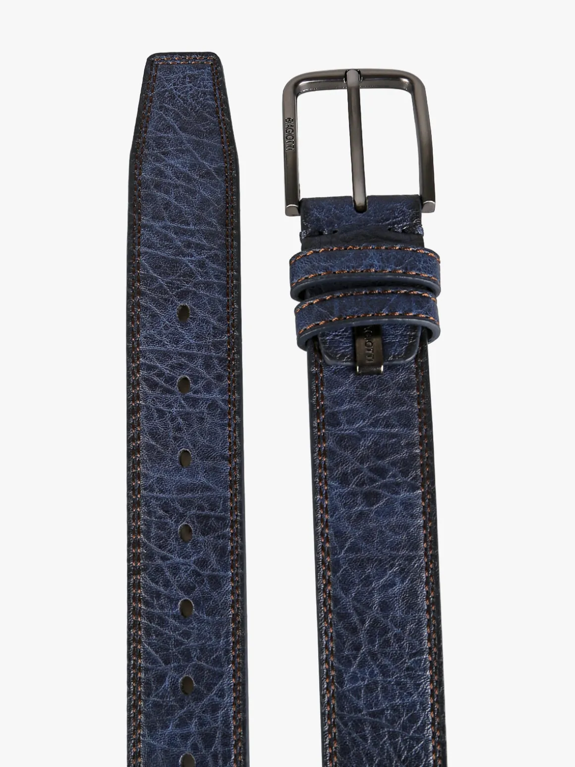 Biagiotti Uomo Cintura da uomo con fodera in pelle - blu scuro