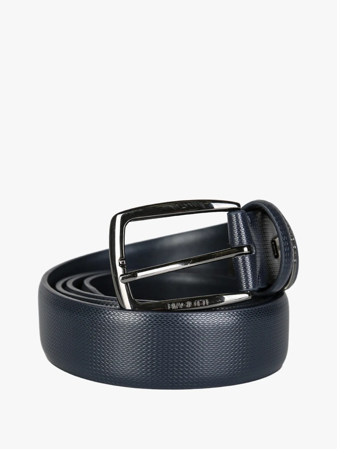 Biagiotti Uomo Cintura in pelle rivestita da uomo - blu scuro