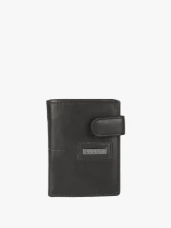 Biagiotti Uomo Mini portafoglio in pelle da uomo verticale con bottone - nero