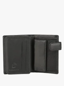 Biagiotti Uomo Mini portafoglio in pelle da uomo verticale con bottone - nero