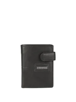 Biagiotti Uomo Mini portafoglio in pelle da uomo verticale con bottone - nero