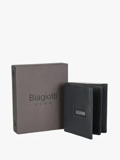 Biagiotti Uomo Mini portafoglio verticale in pelle da uomo - blu scuro