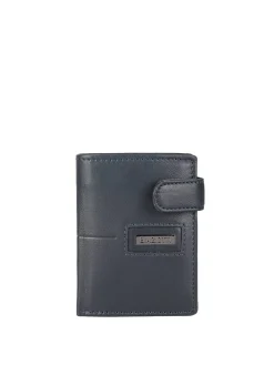 Biagiotti Uomo Mini portafoglio in pelle da uomo verticale con bottone - blu scuro