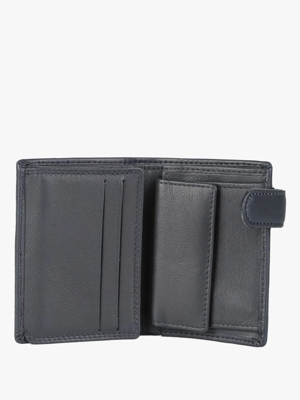 Biagiotti Uomo Mini portafoglio in pelle da uomo verticale con bottone - blu scuro