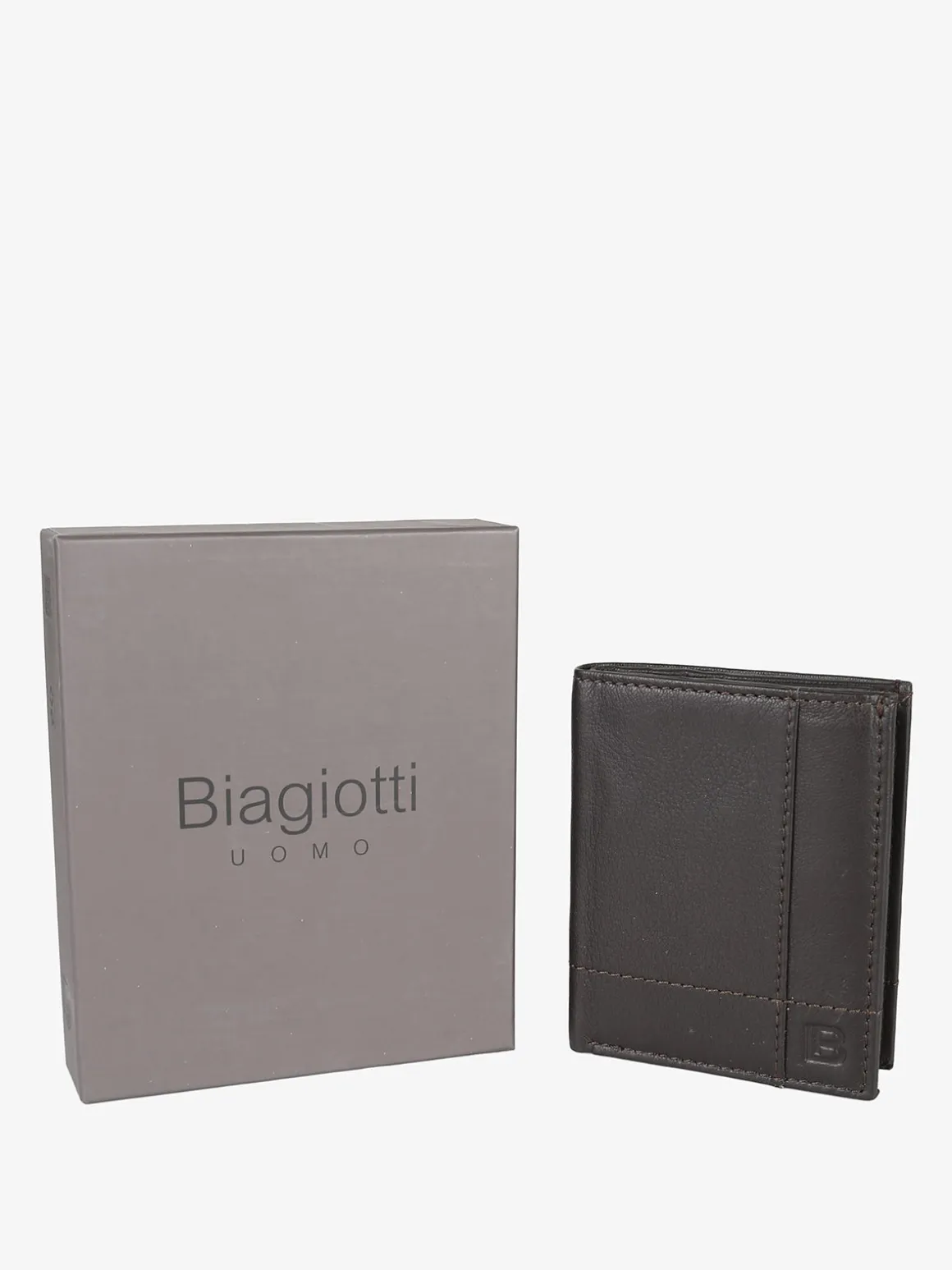 Biagiotti Uomo Mini portafoglio verticale in pelle da uomo - moro