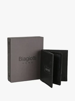 Biagiotti Uomo Mini portafoglio verticale in pelle da uomo - nero