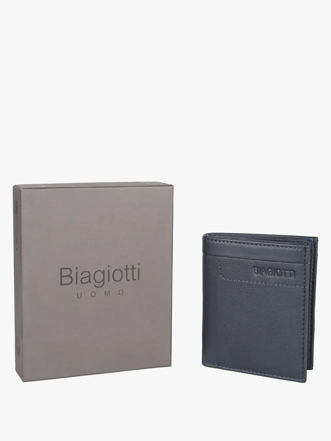 Biagiotti Uomo Mini portafoglio verticale in pelle da uomo - blu scuro