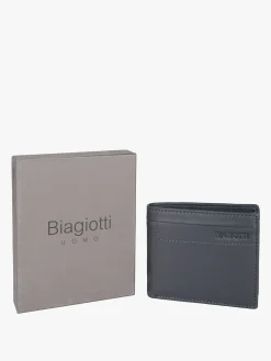 Biagiotti Uomo Portafoglio in pelle da uomo mini - blu scuro