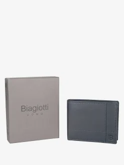 Biagiotti Uomo Portafoglio in pelle da uomo mini - blu scuro