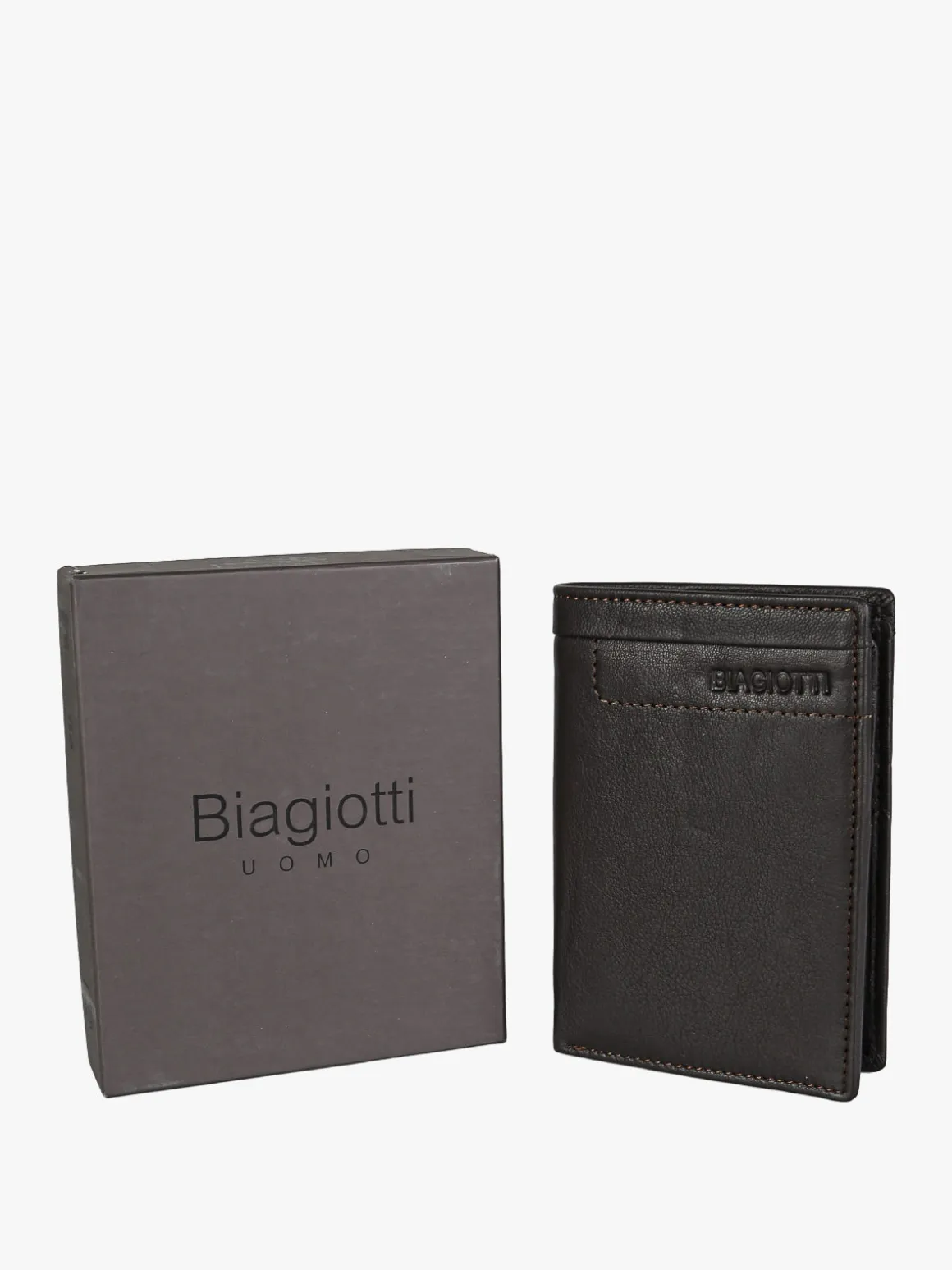 Biagiotti Uomo Portafoglio verticale in pelle da uomo - moro