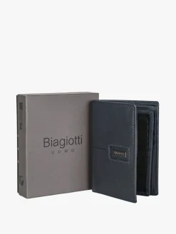 Biagiotti Uomo Portafoglio verticale in pelle da uomo - blu scuro