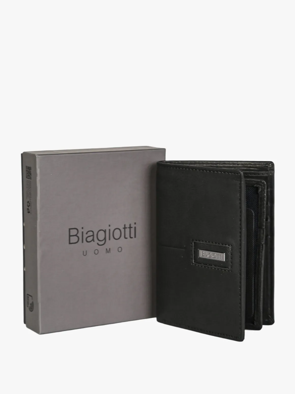 Biagiotti Uomo Portafoglio verticale in pelle da uomo con bottone - moro