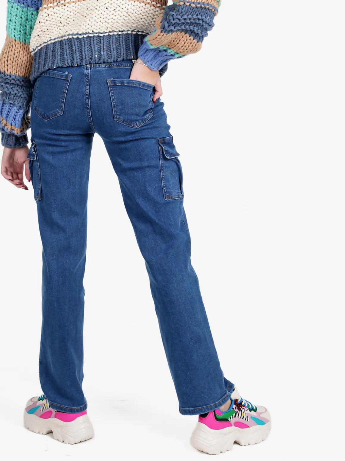 Blue Skk Jeans donna con tasconi laterali a gamba dritta