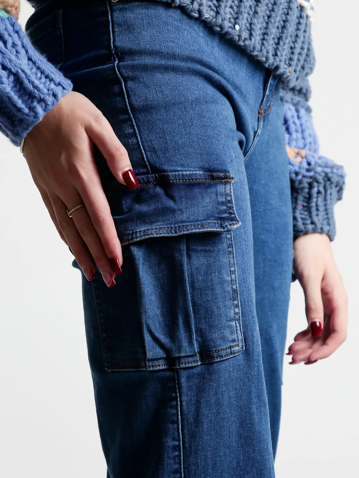 Blue Skk Jeans donna con tasconi laterali a gamba dritta