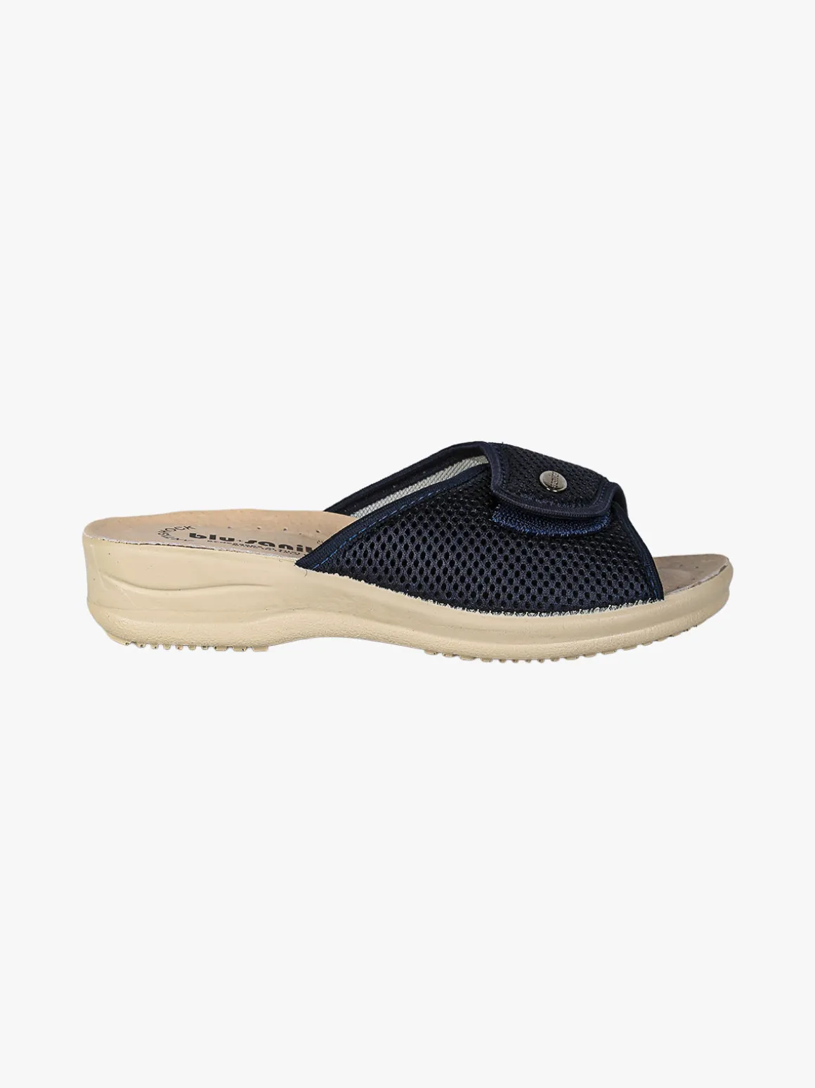 Blu Star Ciabatte donna con cinturino a strappo e plantare in pelle - blu scuro