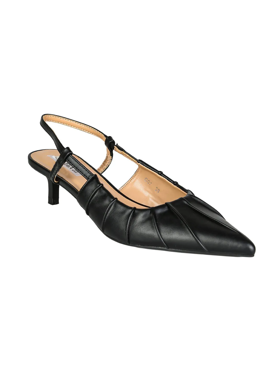 Bottega22 Slingback donna a punta con tacco a rocchetto - nero