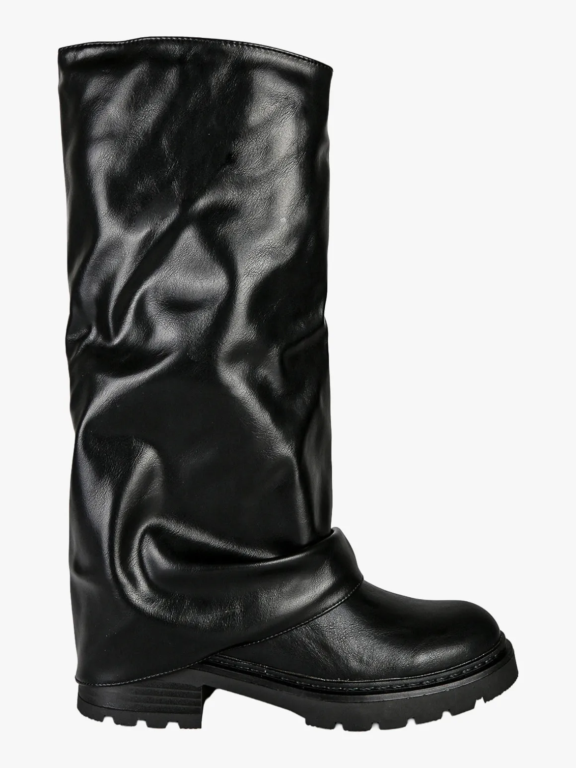 Bottega22 Stivali donna con gambale arricciato - nero