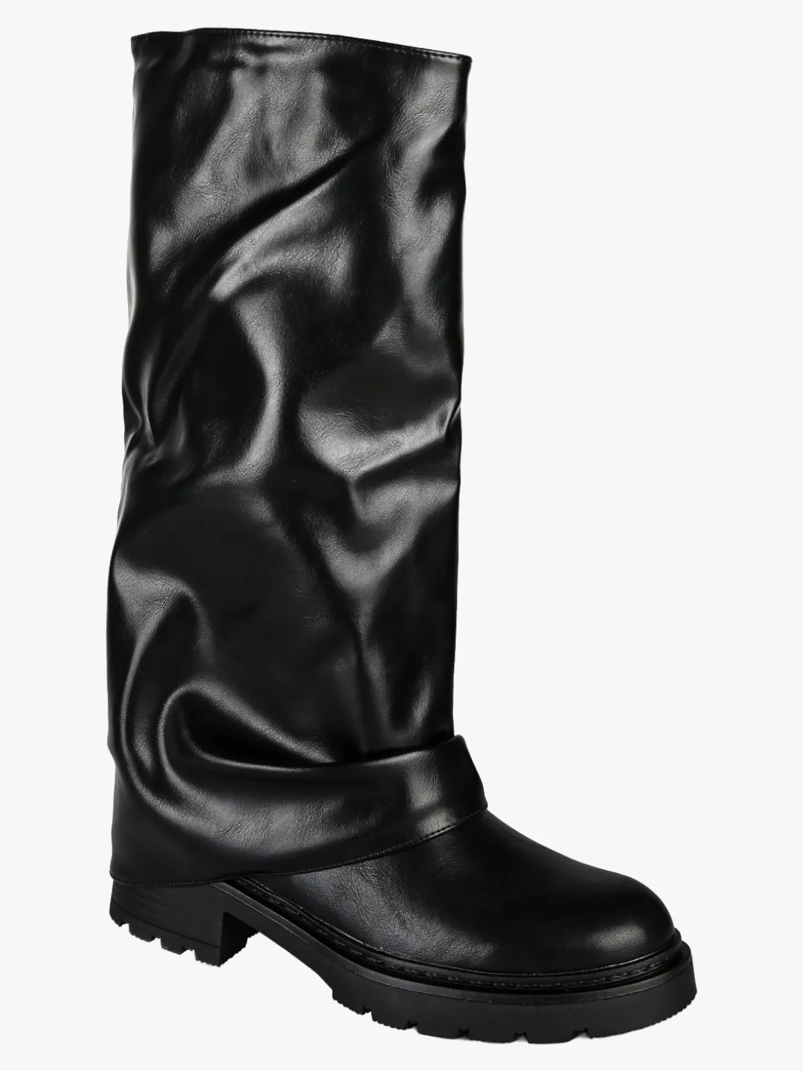 Bottega22 Stivali donna con gambale arricciato - nero