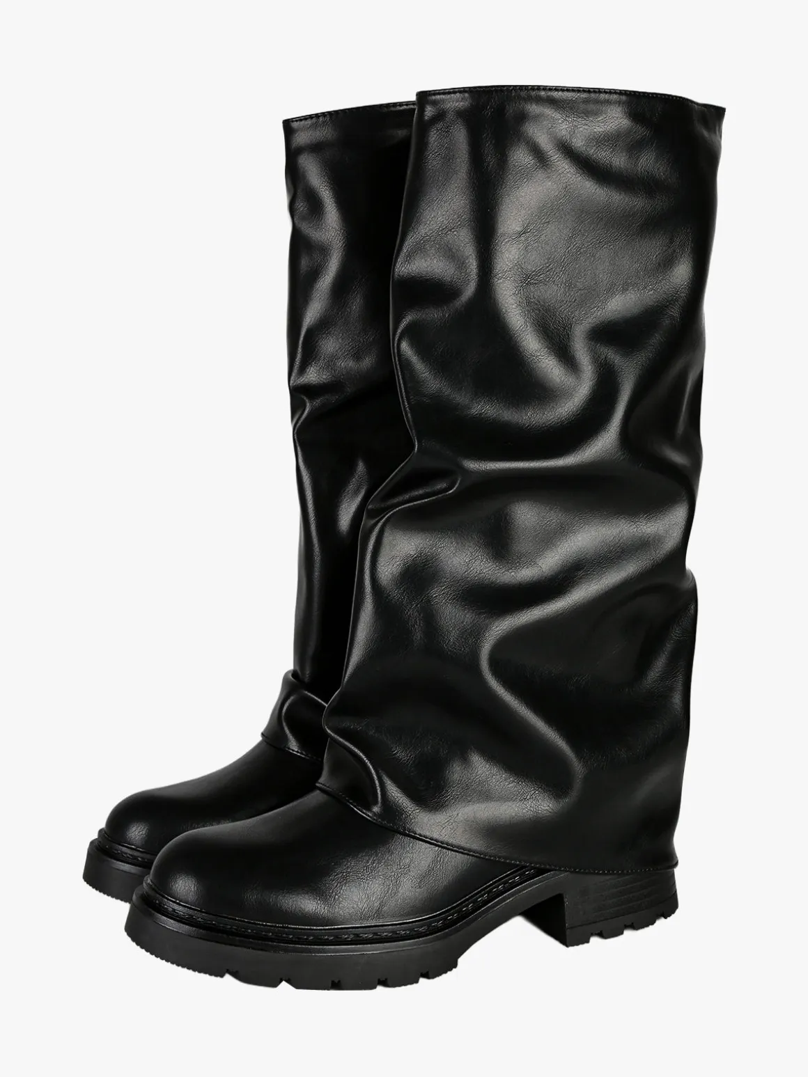 Bottega22 Stivali donna con gambale arricciato - nero