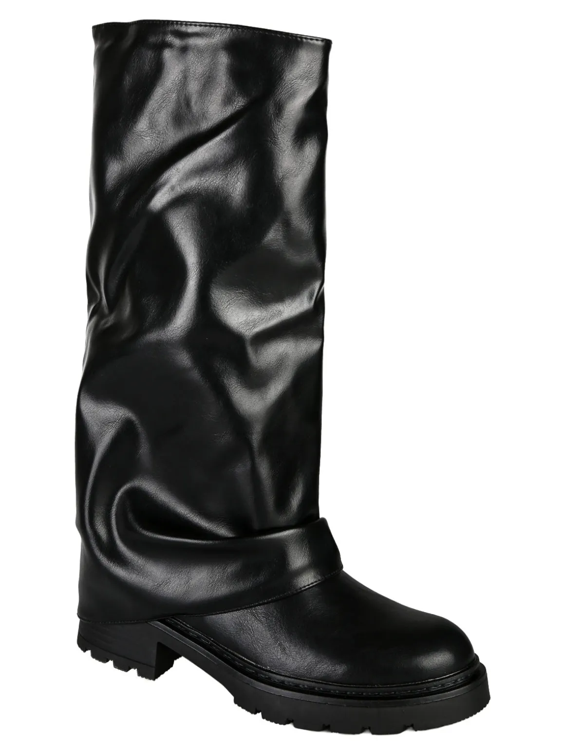 Bottega22 Stivali donna con gambale arricciato - nero