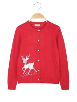 Bouny Baby Cardigan da bambina in maglia lurex con bottoni di perle