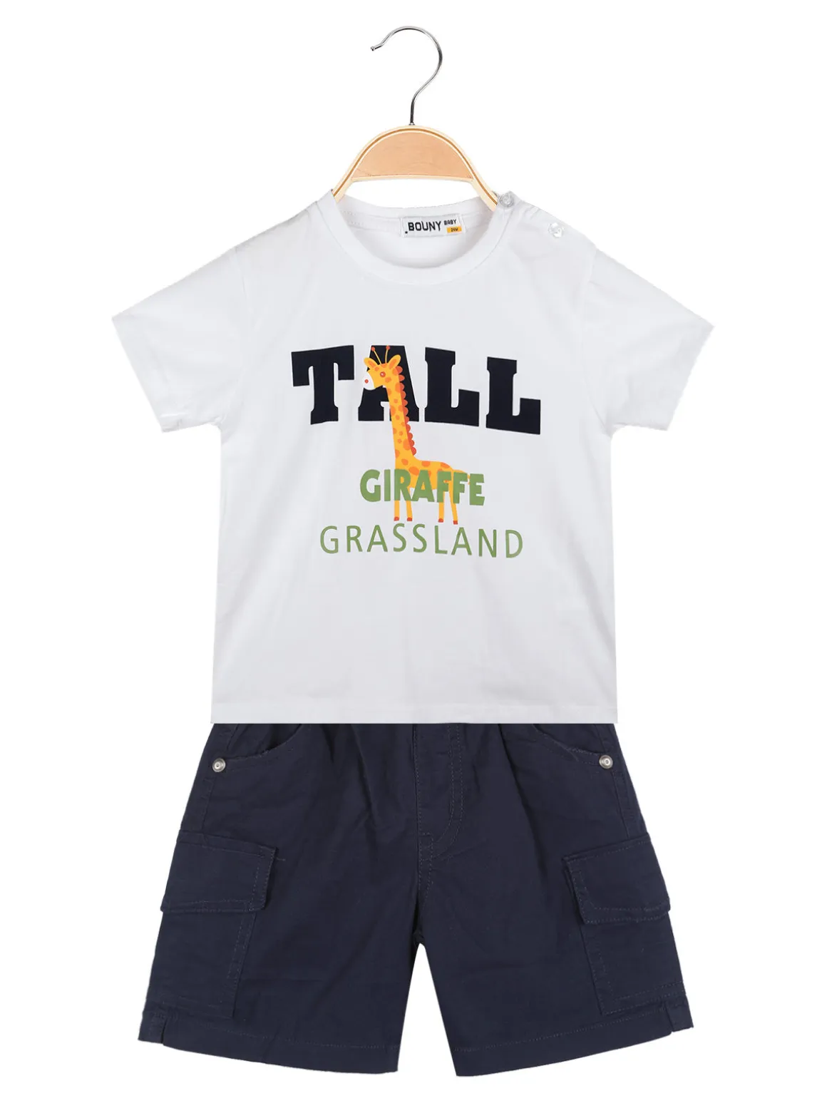 Bouny Baby Completo 2 pezzi da neonato con t-shirt e bermuda cargo