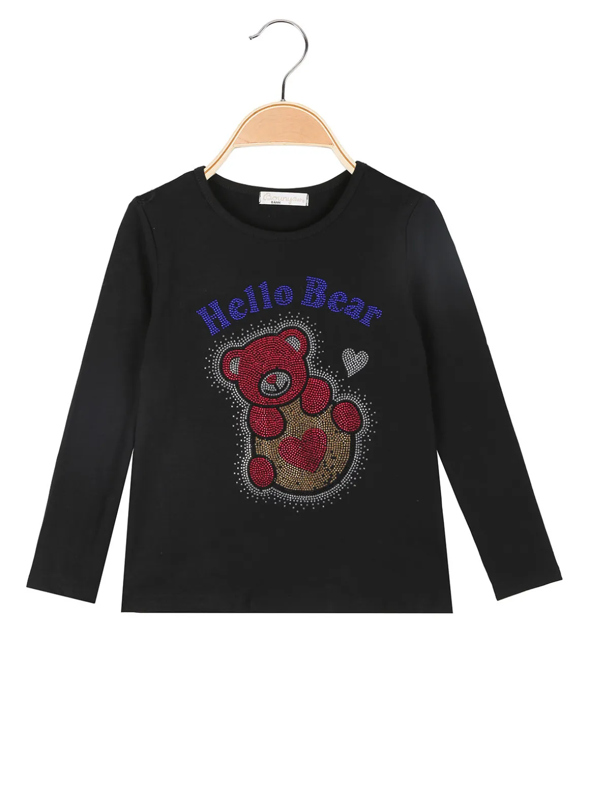 Bouny Baby T-shirt da bambina a maniche lunghe con strass - nero