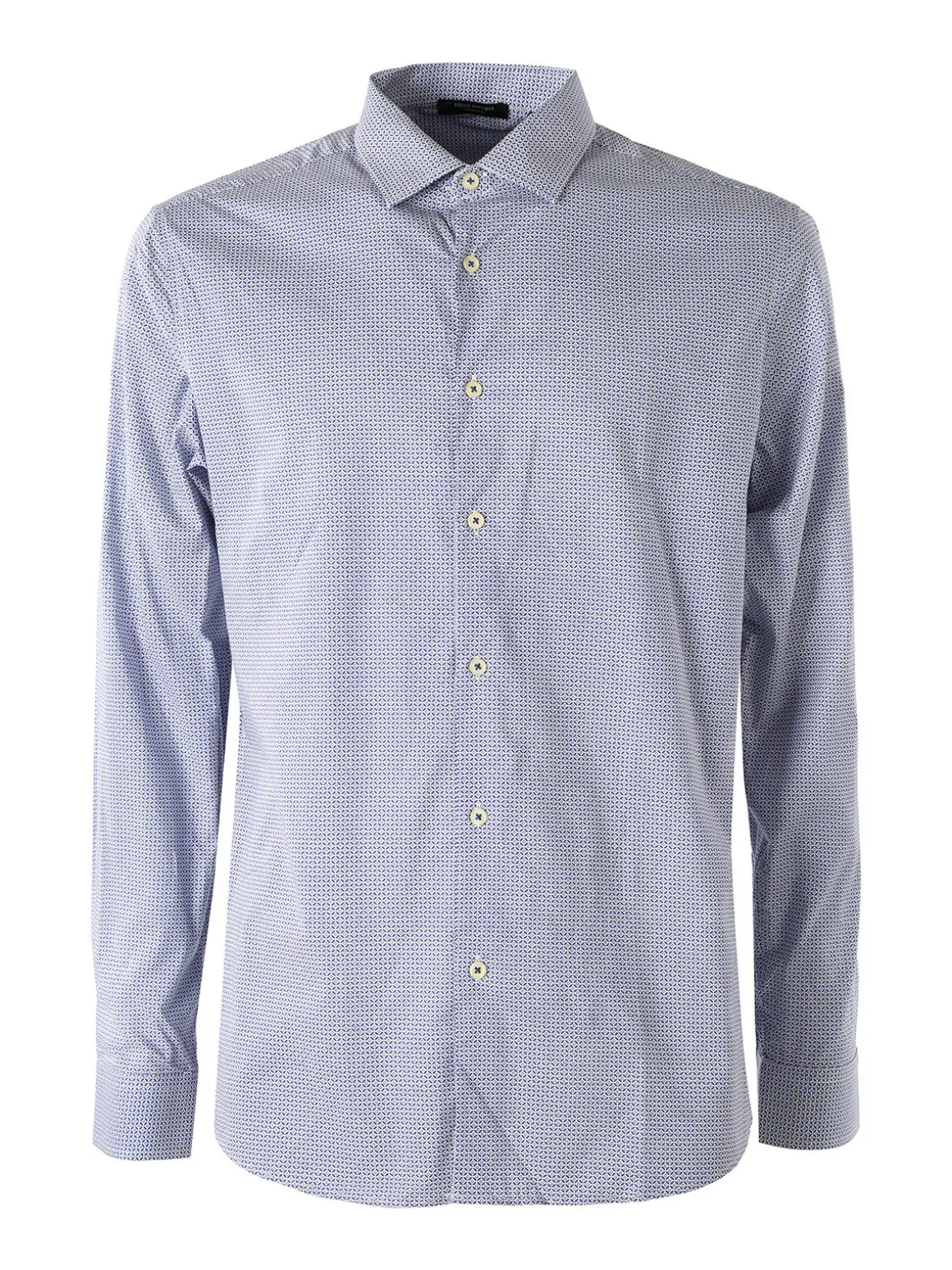 Bread & Buttons Camicia da uomo in cotone a maniche lunghe con stampe - blu