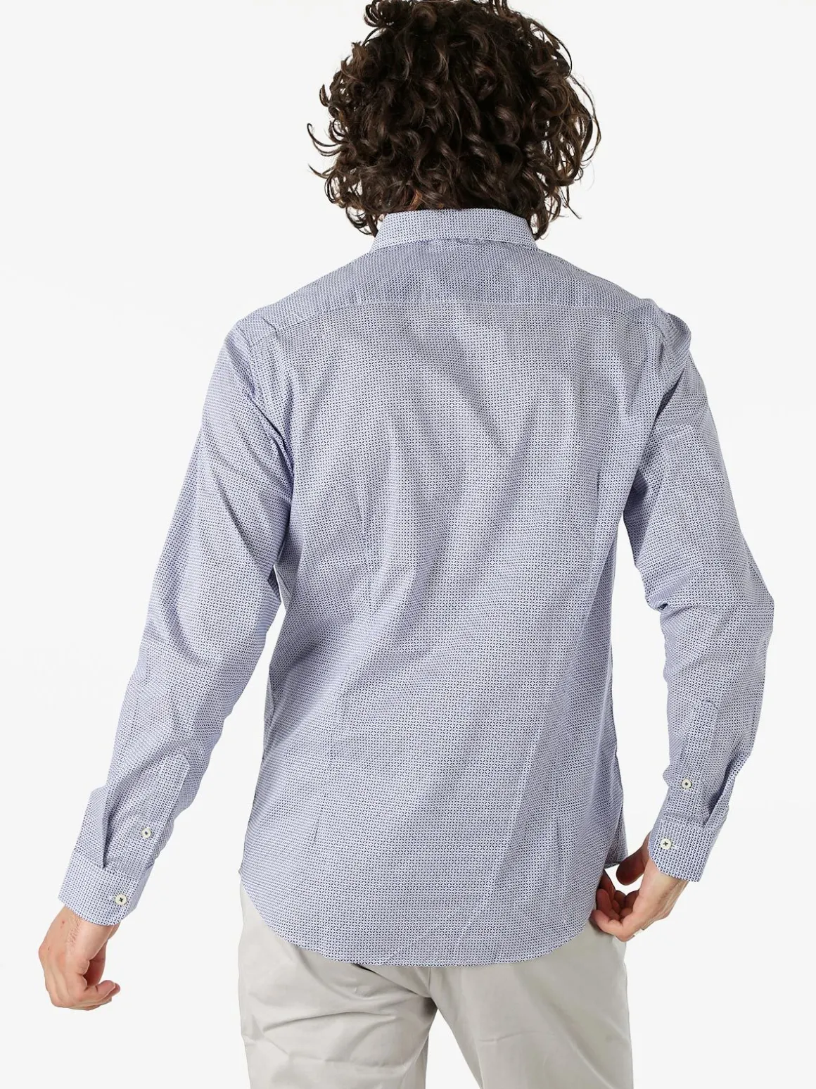 Bread & Buttons Camicia da uomo in cotone a maniche lunghe con stampe - blu