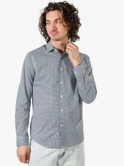 Bread & Buttons Camicia da uomo in cotone a maniche lunghe con stampe - multicolore