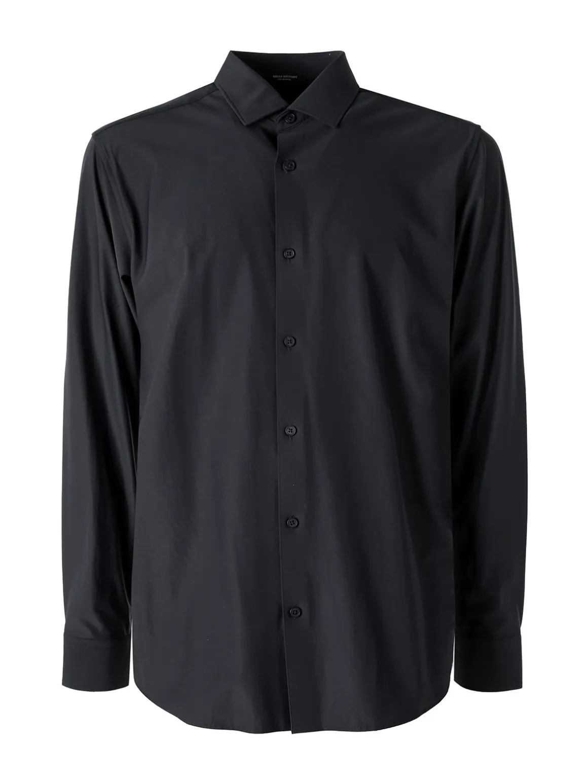 Bread & Buttons Camicia da uomo a maniche lunghe in tessuto elastico no stiro - nero