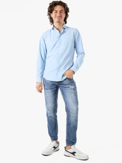 Bread & Buttons Camicia da uomo a maniche lunghe - azzurro