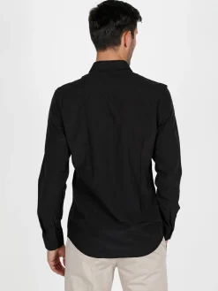 Bread & Buttons Camicia da uomo slim fit microtouch a maniche lunghe