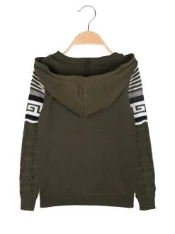 Brum Beby Pullover da bambino in maglia con cappuccio - militare